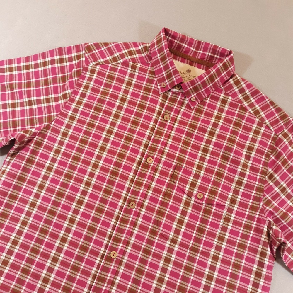 The Territory Ahead Shirt Short Sleeve Casual Travel Outdoor Mens L Cotton Pink